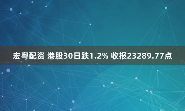宏粤配资 港股30日跌1.2% 收报23289.77点