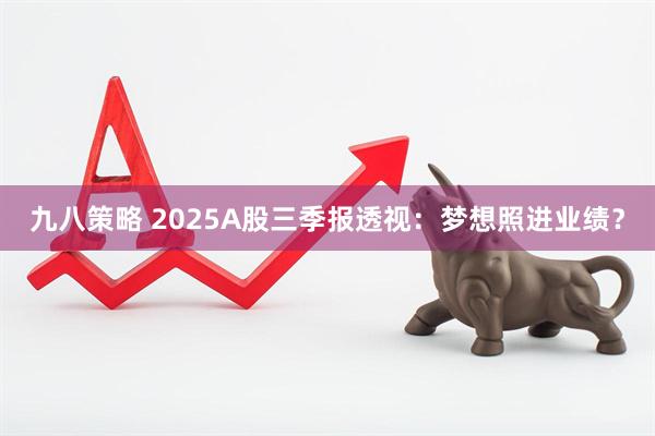 九八策略 2025A股三季报透视：梦想照进业绩？