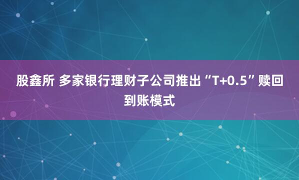 股鑫所 多家银行理财子公司推出“T+0.5”赎回到账模式